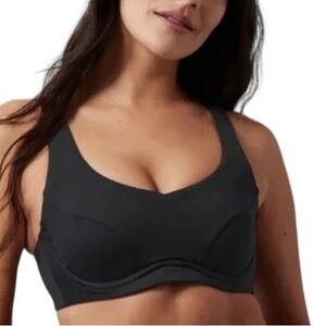 ATHLETA womens black BONDI underwire cup bra swim bikini top swimwear NWT